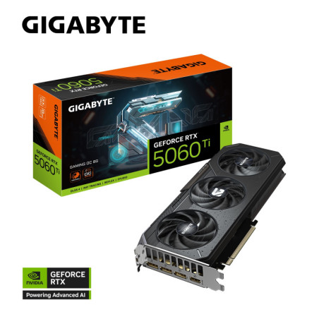 Gigabyte GeForce RTX™ 5060 Ti GAMING OC 8G, 2647 MHz, CUDA TBD, 28 Gbps, GDDR7, 128 bit, PCI-E 5.0, PSU 650W, DisplayPort 2