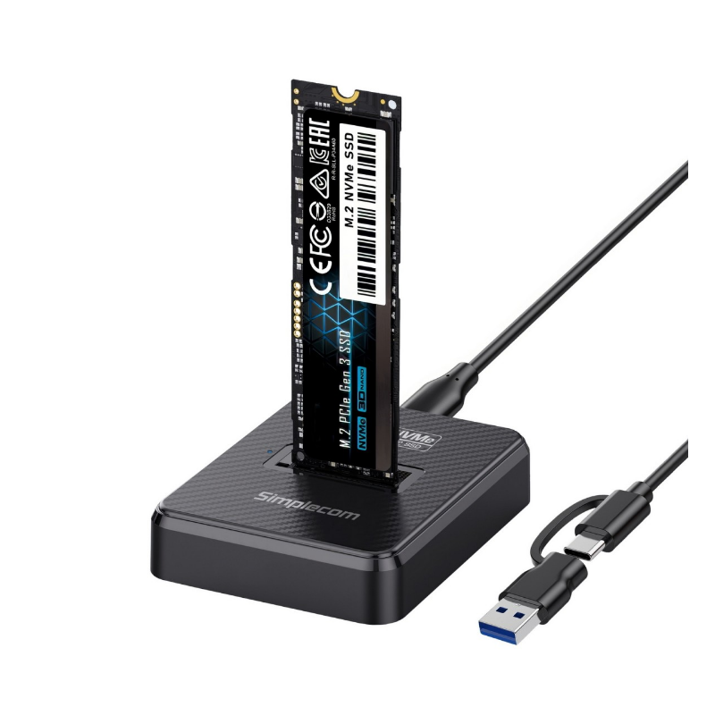 Simplecom SD511 M.2 SSD Docking Station NVMe and SATA Dual Protocol USB 3.2 Gen 2 10Gbps USB-C interface compliant with USB 3