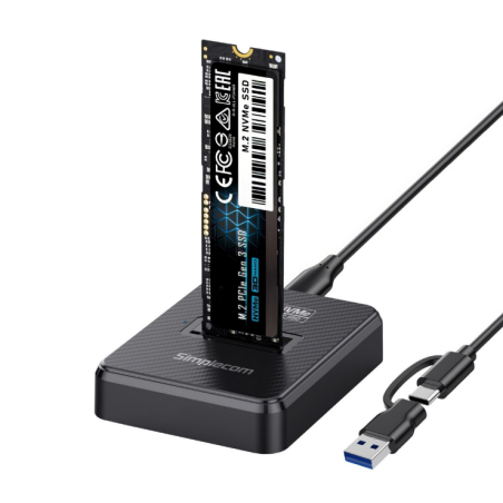 Simplecom SD511 M.2 SSD Docking Station NVMe and SATA Dual Protocol USB 3.2 Gen 2 10Gbps USB-C interface compliant with USB 3