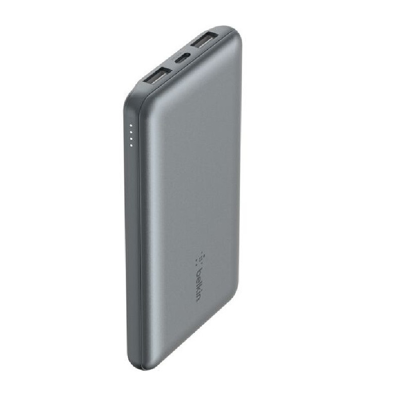 Belkin BoostCharge 10k mAh Power Bank (Triple-Port)   USB-C to USB-A Cable - Space Grey (BPB011btGY), 2xUSB-A (12W), 1xUSB-C 
