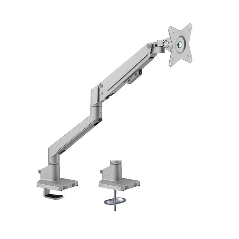 Brateck Single Monitor Thin Gas Spring Monitor Arm Fit Most 17'-32' Monitors, Up to 9kg per screen VESA 75x75/100x100 Matte S