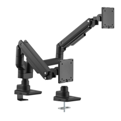 Brateck Fabulous Pole-Mounted Gas Spring Dual Monitor Arm Fit Most 17'-35' Monitors, Up to 20kg per screen VESA 75x75/100x100