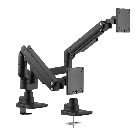 Brateck Fabulous Pole-Mounted Gas Spring Dual Monitor Arm Fit Most 17'-35' Monitors, Up to 20kg per screen VESA 75x75/100x100