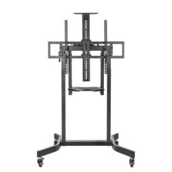 Brateck Deluxe Motorized Large TV Cart wwith Manual Tilt, Equipment Shelf and Camera Mount Fit 55'-100' Up to 120kg- Matte Bl