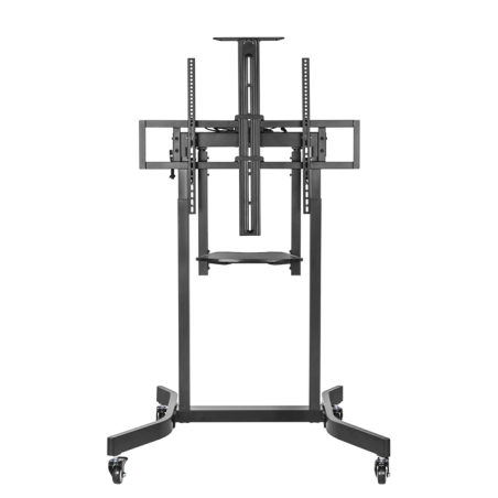 Brateck Deluxe Motorized Large TV Cart wwith Manual Tilt, Equipment Shelf and Camera Mount Fit 55'-100' Up to 120kg- Matte Bl