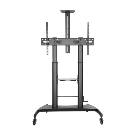 Brateck Large Screen Telescopic Height-Adjustable Steel TV Cart with Crank Handle Fit 60'-100' Up to 100kg- Matte Black （LS