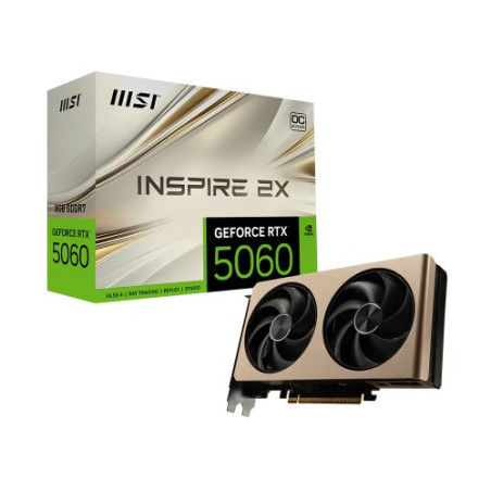 MSI nVidia GeForce RTX 5060 8G INSPIRE 2X OC, PCI Express® Gen 5 x16, Boost: 2535 MHz, CUDA 3840 Units, 8GB GDDR7,. HDMI™ 