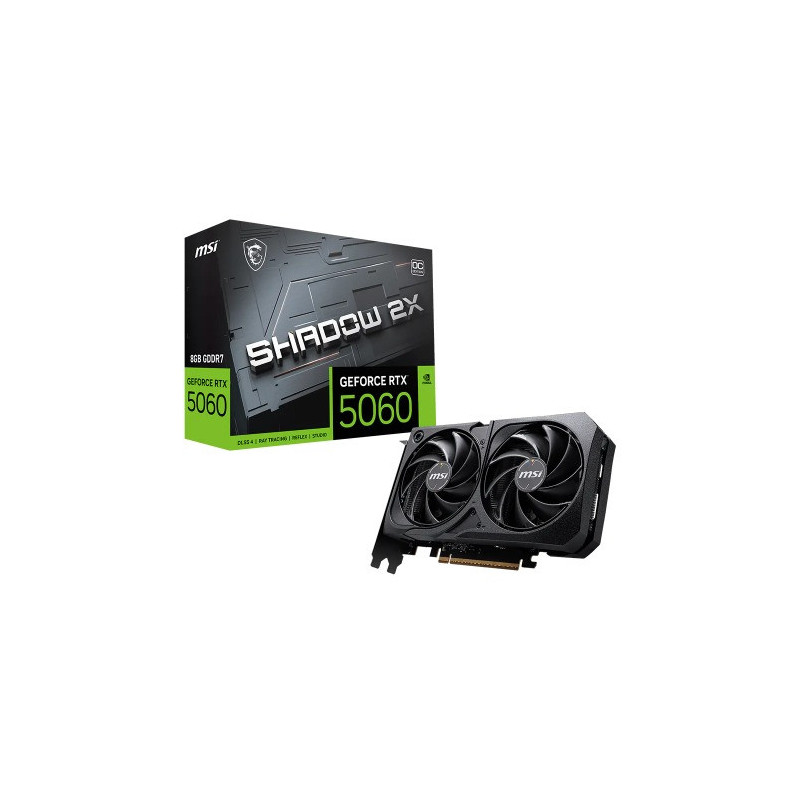 MSI nVidia GeForce RTX 5060 8G SHADOW 2X OC, PCI Express® Gen 5 x16, Boost: 2527 MHz, CUDA 3840 Units, 8GB GDDR7, . HDMI™ 