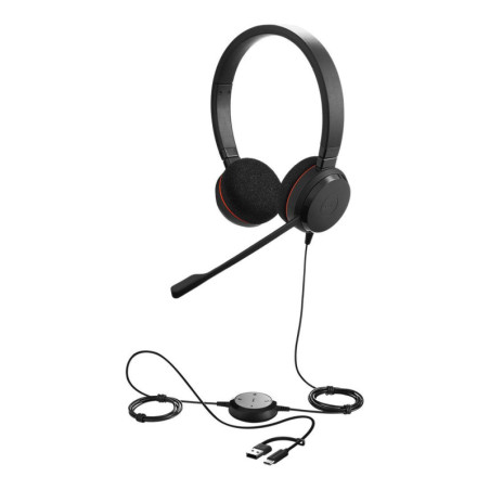 Jabra Evolve 20 SE, USB C/A, MS Stereo Headset, Plug-and-play, Noise-cancelling, Clearer Conversation, Manage Calls Easily, L