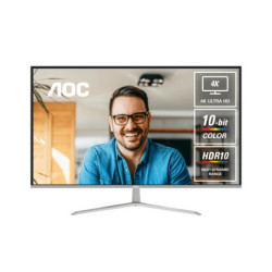 AOC 31.5' 4K Monitor – UHD 3840×2160 @60Hz, VA panel, 4ms GtG, 124% sRGB, DP 1.4, HDMI 2.0, 1.07B colors, Delta E[2, tilt 