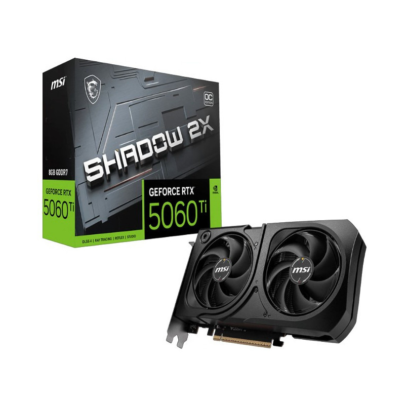 MSI nVidia GeForce RTX 5060 Ti 8G SHADOW 2X OC PLUS, Boost: 2482 MHz, CUDA 8960 Units, 8GB GDDR7, HDMI™ x 1 (embargo)