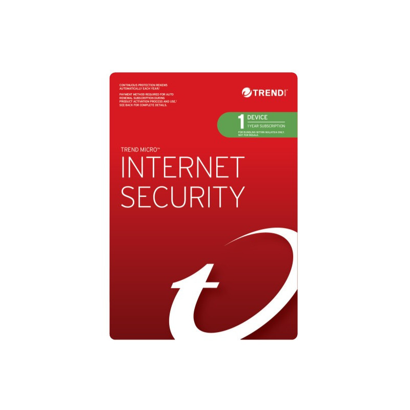 Trend Micro Internet Security (1 Device) 1 Year Add-On Auto Renew OEM Auto Upgrade to Maximum Security PC/MAC Only