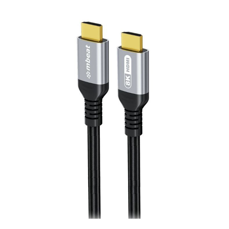 mbeat® Tough Link 3m Certified 8K HDMI Cable - Space Grey HDMI 2.1 (male) to HDMI 2.1 (male) 48Gbps 51g