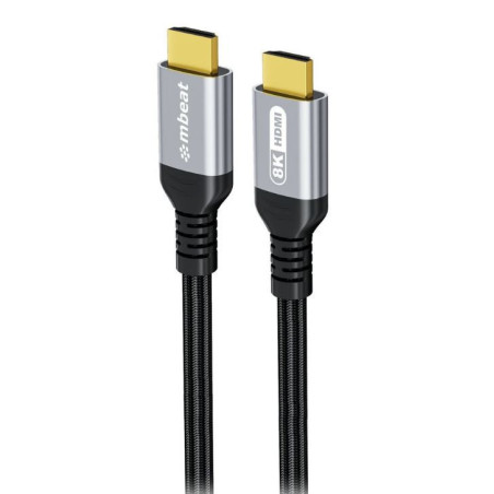 mbeat® Tough Link 3m Certified 8K HDMI Cable - Space Grey HDMI 2.1 (male) to HDMI 2.1 (male) 48Gbps 51g