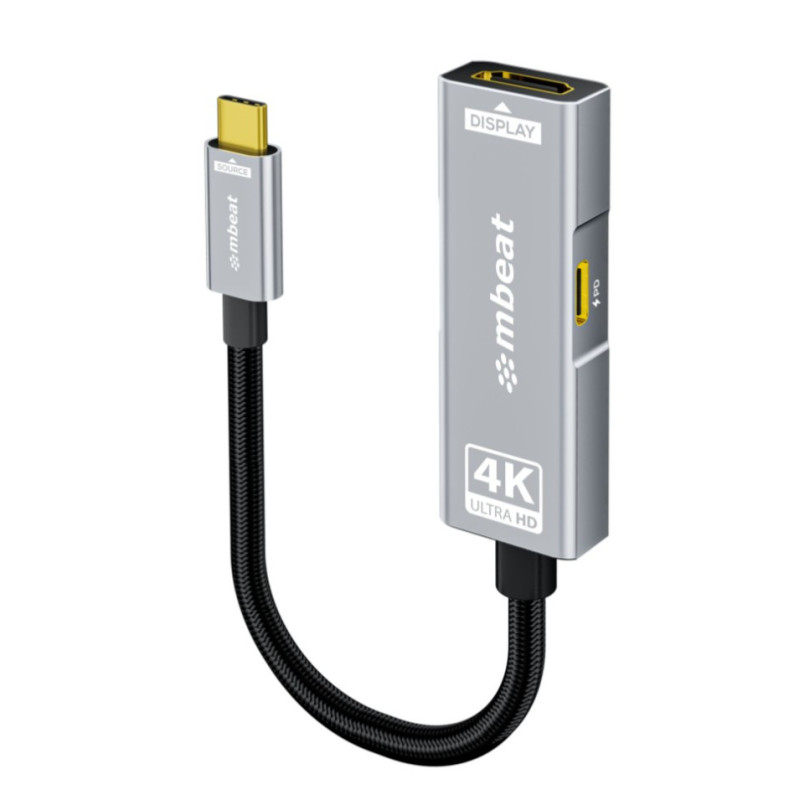mbeat® Tough Link USB-C to HDMI Adapter with 100W PD - Space Grey  5V-20V/5A, 100W PD  Up to 4K (3840 x 2160) @60Hz