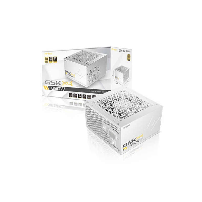 Antec GSK850 V2 WH 80  Gold Fully Modular - WHITE, 850W, ATX 3.1, 140×150×86mm, 120mm fan, PCIE 5.1, 12VHPWR, OCP/OVP/UVP/S