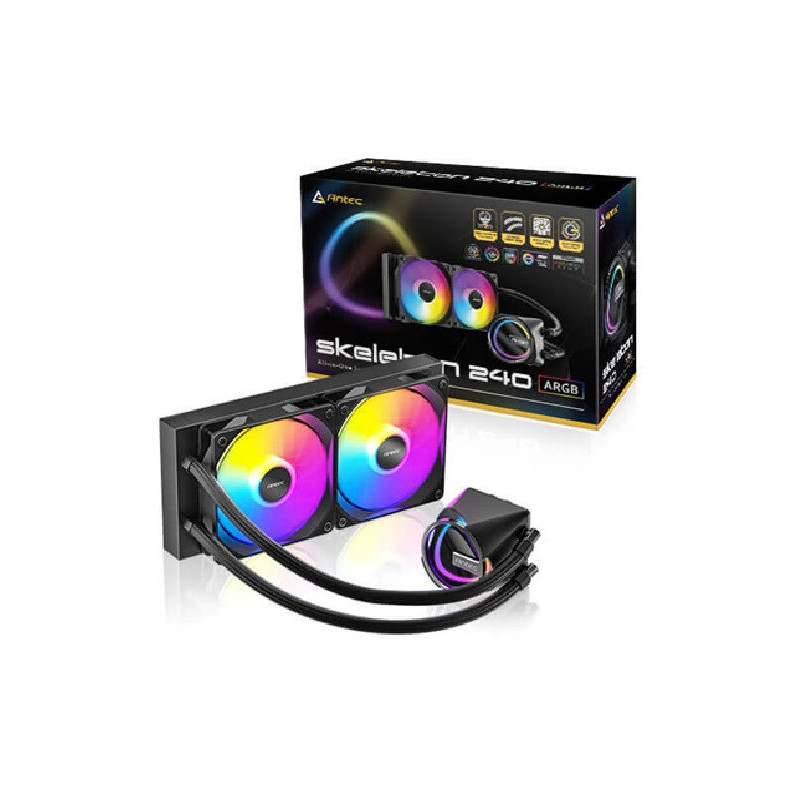 Antec Skeleton 240 ARGB, All-in-One Liquid Cooler, 240mm, PWM ARGB fans, 2000RPM, 72.29CFM, Intel/AMD support, ≤32dB, alumi