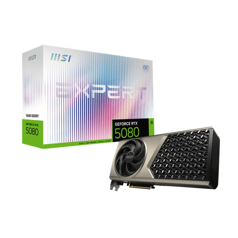 MSI nVidia GeForce RTX 5080 16G EXPERT OC, Boost: 2640 MHz, CUDA 10752 Units, 16GB GDDR7, HDMI™ x 1