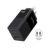 Oxhorn 65W GaN Type C fast Charger 3 Port 2xUSB-C 1xUSB-A PD3.0 QC4.0 PPS AUS Approved C-tick Black with 1m cable