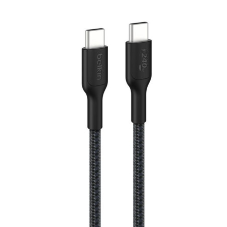 Belkin BoostCharge Pro Braided USB-C to USB-C Cable (1M) - Black (CAB025FQ1MBK), 5A/240W, 480Mbps, 350K  Bend, USB-IF Certifi