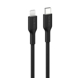 Belkin BoostCharge Lightning to USB-C Cable (1M) - Black (CAA021FQ1MBK), 3A/15W, 480Mbps, 300K  Bends, Apple iPhone, iPad, 2 