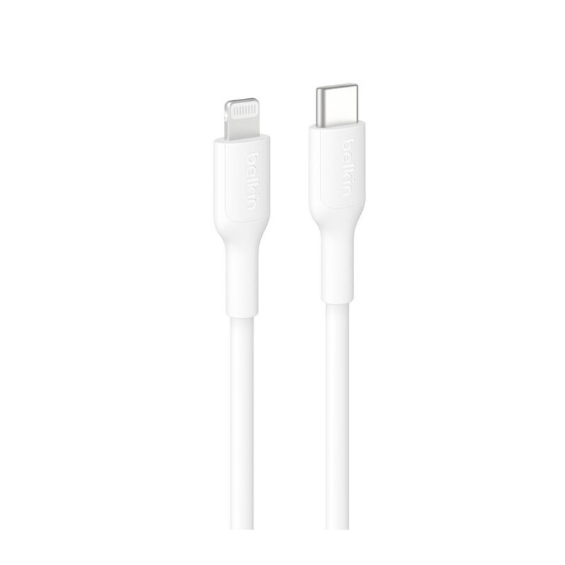 Belkin BoostCharge Lightning to USB-C Cable (1M) - White (CAA021FQ1MWH), 3A/15W, 480Mbps, 300K  Bends, Apple iPhone, MFI-Cert