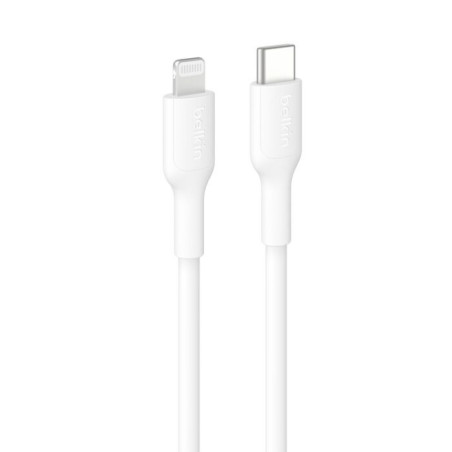 Belkin BoostCharge Lightning to USB-C Cable (1M) - White (CAA021FQ1MWH), 3A/15W, 480Mbps, 300K  Bends, Apple iPhone, MFI-Cert