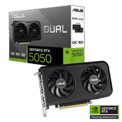 ASUS nVIDIA GeForce DUAL RTX5050 8GB GDDR6 OC Edition, 2560 CUDA, 2677MHz, 128-bit, 7680x4320, PCIe 5.0