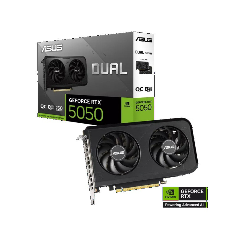 ASUS nVIDIA GeForce DUAL RTX5050 8GB GDDR6 OC Edition, 2560 CUDA, 2677MHz, 128-bit, 7680x4320, PCIe 5.0