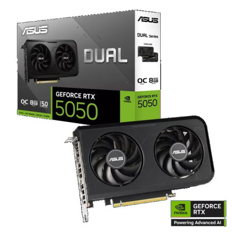 ASUS nVIDIA GeForce DUAL RTX5050 8GB GDDR6 OC Edition, 2560 CUDA, 2677MHz, 128-bit, 7680x4320, PCIe 5.0