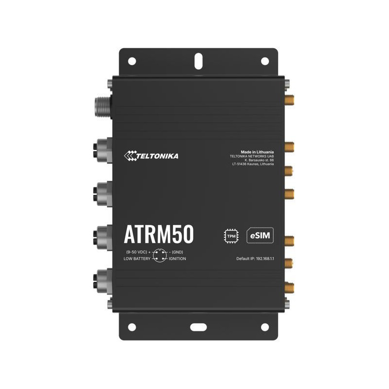 Teltonika ATRM50 5G Router for Transportation, Ultra-High Cellular Speeds, M12 CONNECTORS, DUAL SIM & eSIM, EN 45545-2 and EN