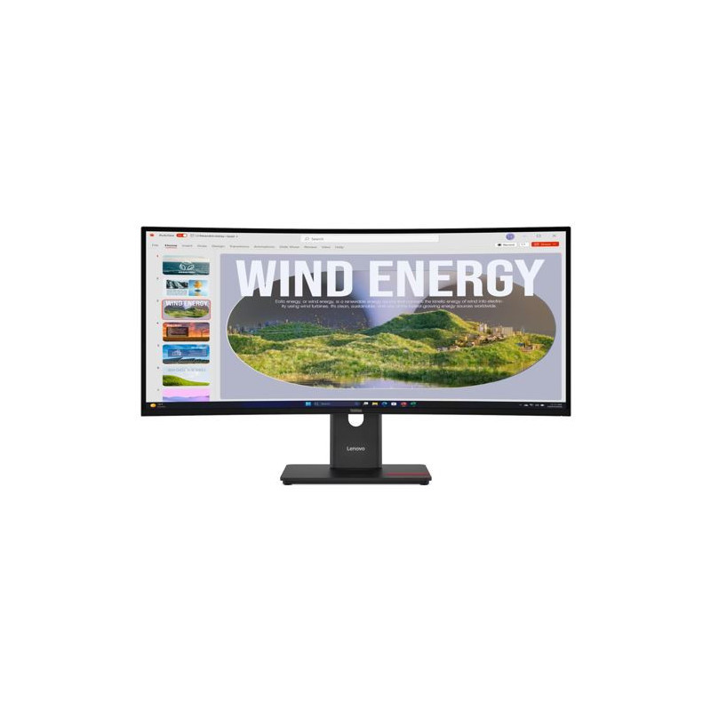 LENOVO ThinkVision T34WD-40 34' 120Hz WQHD Monitor 1500R Curve 4K 3440x1440 21:9 Height Adjustable Tilt Swivel USB-C Dock 100