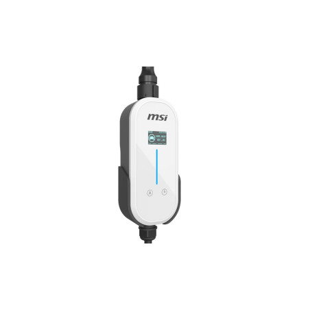 MSI Portable EV Charger White Ezgo 10A 15A Home kit, Single Phase, 230V, 1PH, 2.3KW & 3.4KW, 5M Type 2 Charging gun, 1.8'LCD,