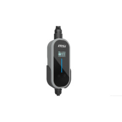 MSI Portable EV Charger Grey Ezgo 10A 15A Home kit, Single Phase, 230V, 1PH, 2.3KW & 3.4KW, 5M Type 2 Charging gun, 1.8'LCD, 