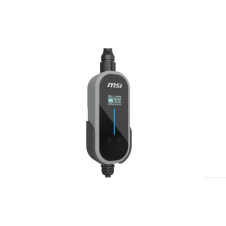 MSI Portable EV Charger Grey Ezgo 10A 15A Home kit, Single Phase, 230V, 1PH, 2.3KW & 3.4KW, 5M Type 2 Charging gun, 1.8'LCD, 