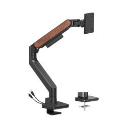 Brateck LDT81N-C012UC Fusion Heavy-Duty Gas Spring Monitor Arm with USB-A/USB-C Ports For most 17'~49' Monitors, Fine Texture