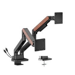 Brateck LDT81N-C024UC Fusion Heavy-Duty Gas Spring Dual Monitor Arm with USB-A/USB-C Ports For most 17'~35' Monitors, Fine Te