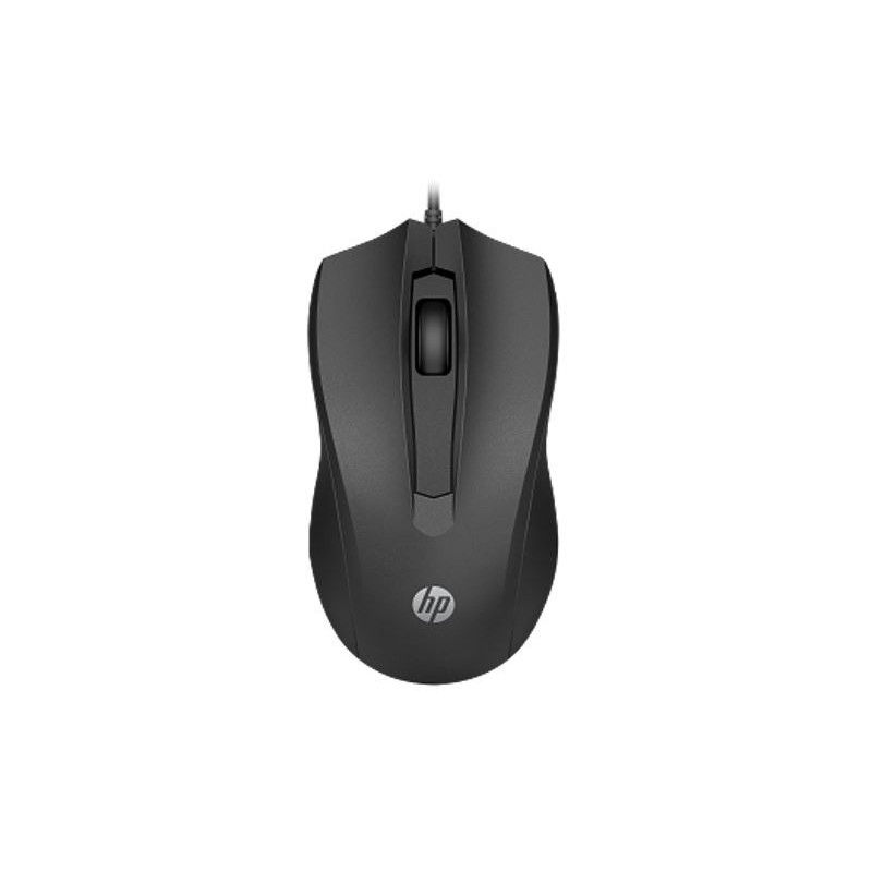 HP Wired Desktop 100 Mouse 1200dpi 3 Buttons Wired USB-A Connector Precise Red Optical Sensor 1.2M Cable Length Black 1YR WTY