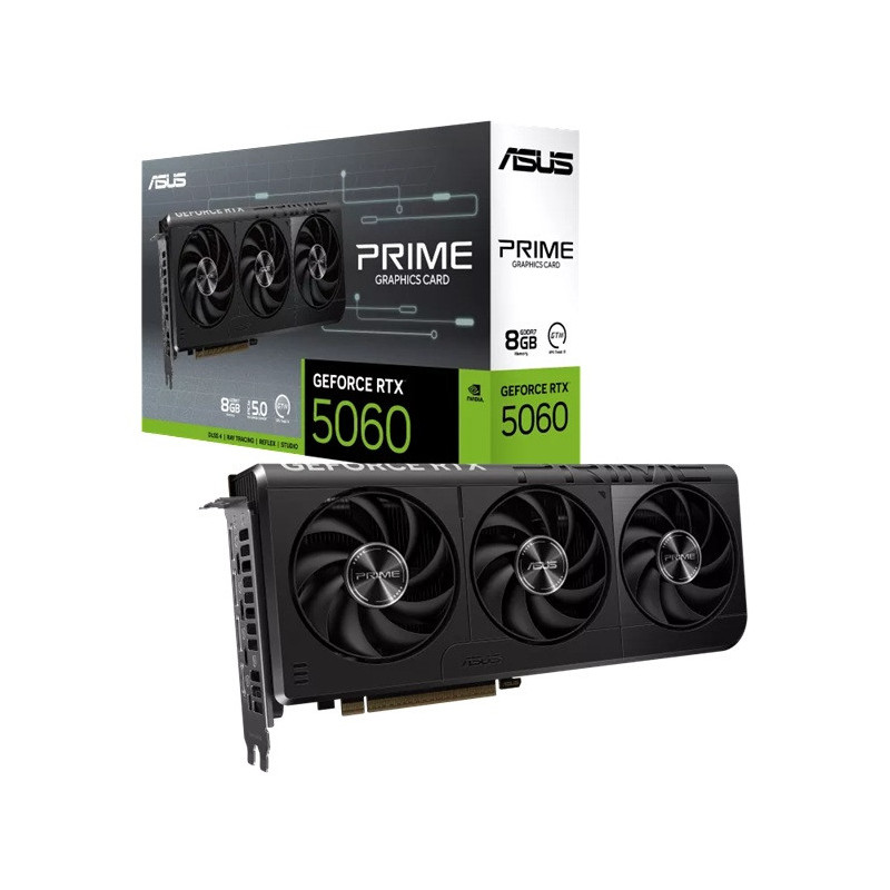 ASUS nVidia GeForce PRIME RTX™ 5060 8GB GDDR7, 3840 CUDA, 2527MHz, 128-bit, 7680x4320, PCIe 5.0