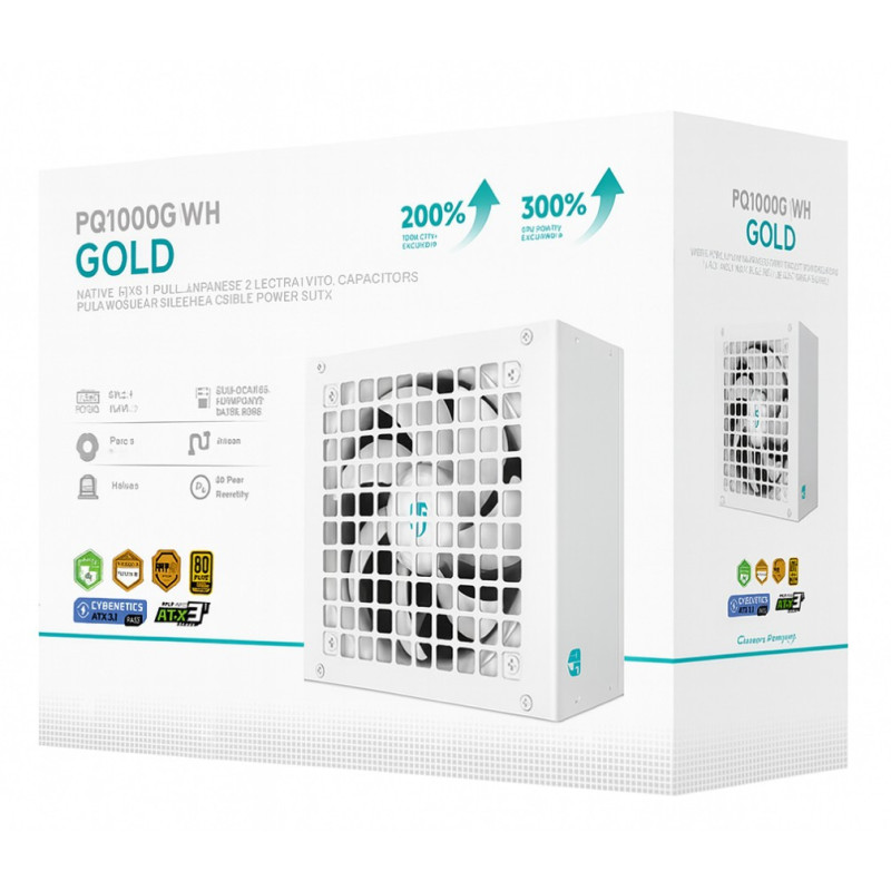 DeepCool PQ1000G WH 1000W Gamer Storm 80  Gold/Cybenetics Fully Modular ATX Power Supply 120mm Fan, Japanese Capacitors, DC t