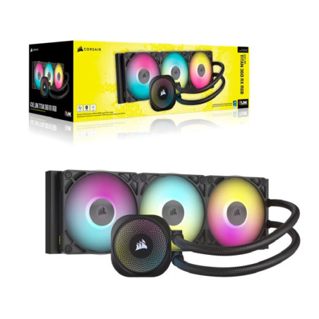 Corsair iCUE LINK TITAN 360 RX RGB AIO Liquid CPU Cooler - Black, 73.5 CFM, 2100 RPM, Aluminum Radiator, Copper Cold Plate, I