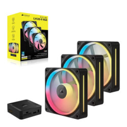 Corsair iCUE LINK LX120-R RGB 120mm PWM Reverse Fans Starter Kit Triple Pack - Black: 66.7CFM, 2400RPM, 37.7dBA, 0.4A, Static