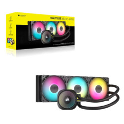 Corsair NAUTILUS 360 RS ARGB Liquid CPU Cooler, Aluminum Rad, Copper Cold Plate, PWM Fan Control, 1700 RPM, 360mm rad, 450mm 