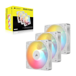 Corsair RS120-R ARGB 120mm PWM Reverse Fans Triple Pack - White, 3x RGB Fans, 2100 RPM, 65.82 CFM, Static Pressure, Magnetic 