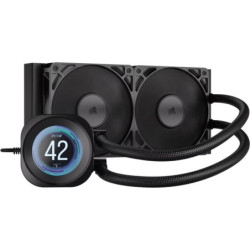 Corsair NAUTILUS 240 RS LCD Liquid CPU Cooler - Black, 240mm rad, LCD pump, 2x PWM fans, 2100 RPM, AM5/LGA1851, copper plate,