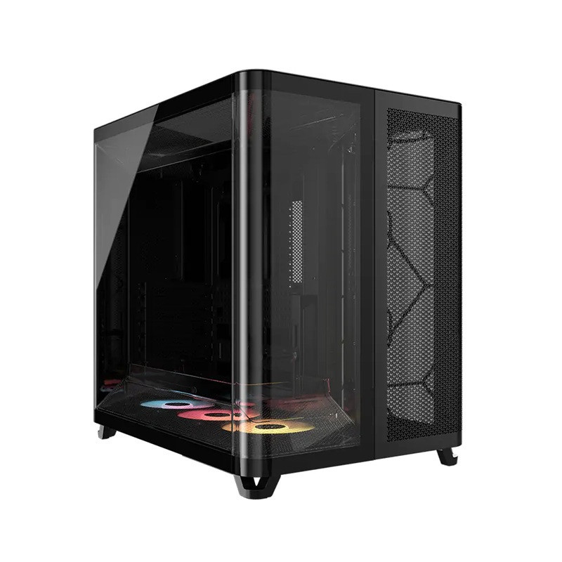 Corsair AIR 5400 RS-R ARGB Mid-Tower ATX Case - Black, Triple-Chamber, 360mm Rad Support, Glass Panels, USB-C, ATX/E-ATX, 2x 