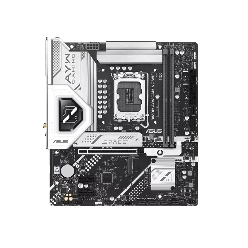ASUS B860M AYW GAMING WIFI Micro-ATX Motherboard Up to 128GB DDR5 (2x Slots), 1 x PCIe 4.0,  2 x M.2 slots, WiFi 6,
