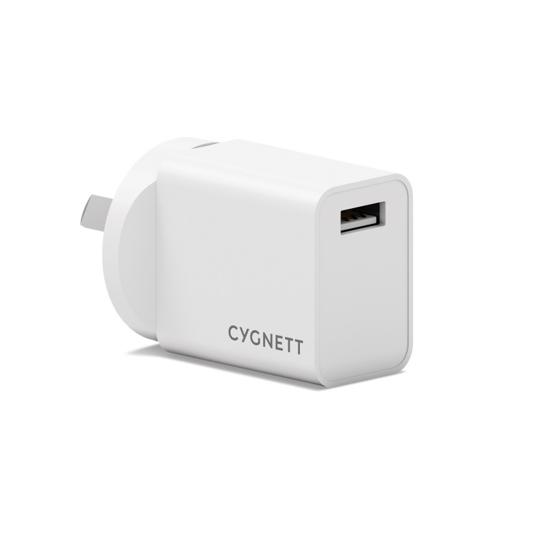 Cygnett PowerPlus 12W USB-A Wall Charger - White(CY5594PDWCH), Lightweight & Compact Design, Perfect for Travel, 2 Years Warr