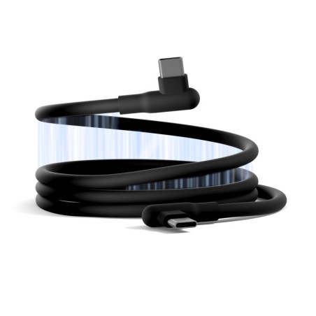 Cygnett DriveSync Right Angled Magnetic Silicone USB-C to USB-C Cable (0.7M) - (CY5666CCACB), 3A/60W, 480Mbps, Drive & Sync, 