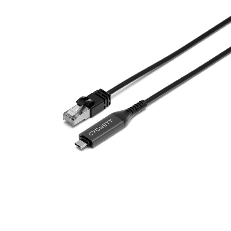 Cygnett Unite USB-C to RJ45 Gigabit Ethernet Cable 1m - Black (CY5505PCCCE), 1Gbps, USB 3.2 Gen 1, USB 2.0, Universal Compati
